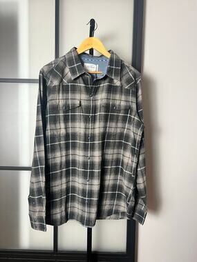 NWT Old Ranch Ranger Organic Snap Flannel Shirt Size Large